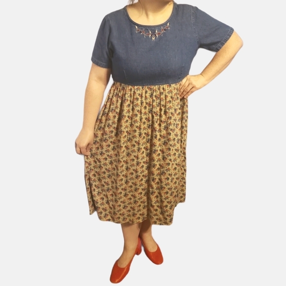 Vintage Dresses & Skirts - Vintage 90s Erika Studio Cottagecore Floral Dress